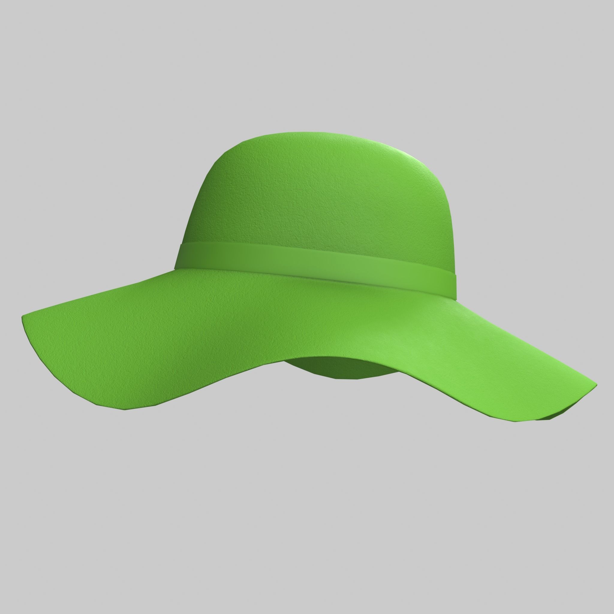 Panama Floppy Hat Green Blue Red Yellow Sun Summer Low-poly 3D model_15