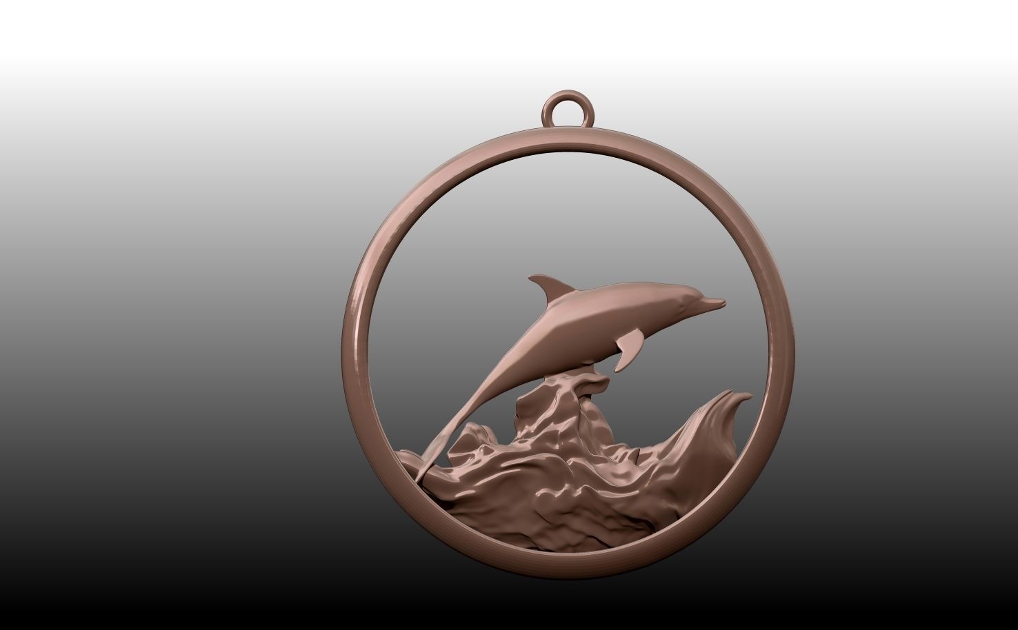 Dolphin medal necklace 3D print model_5