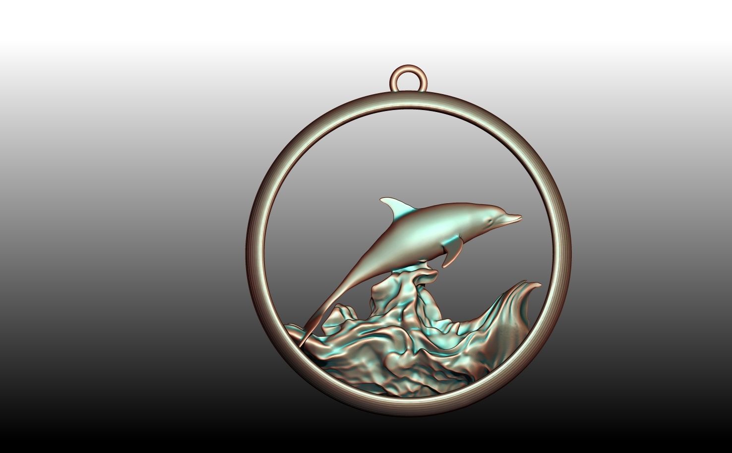 Dolphin medal necklace 3D print model_2