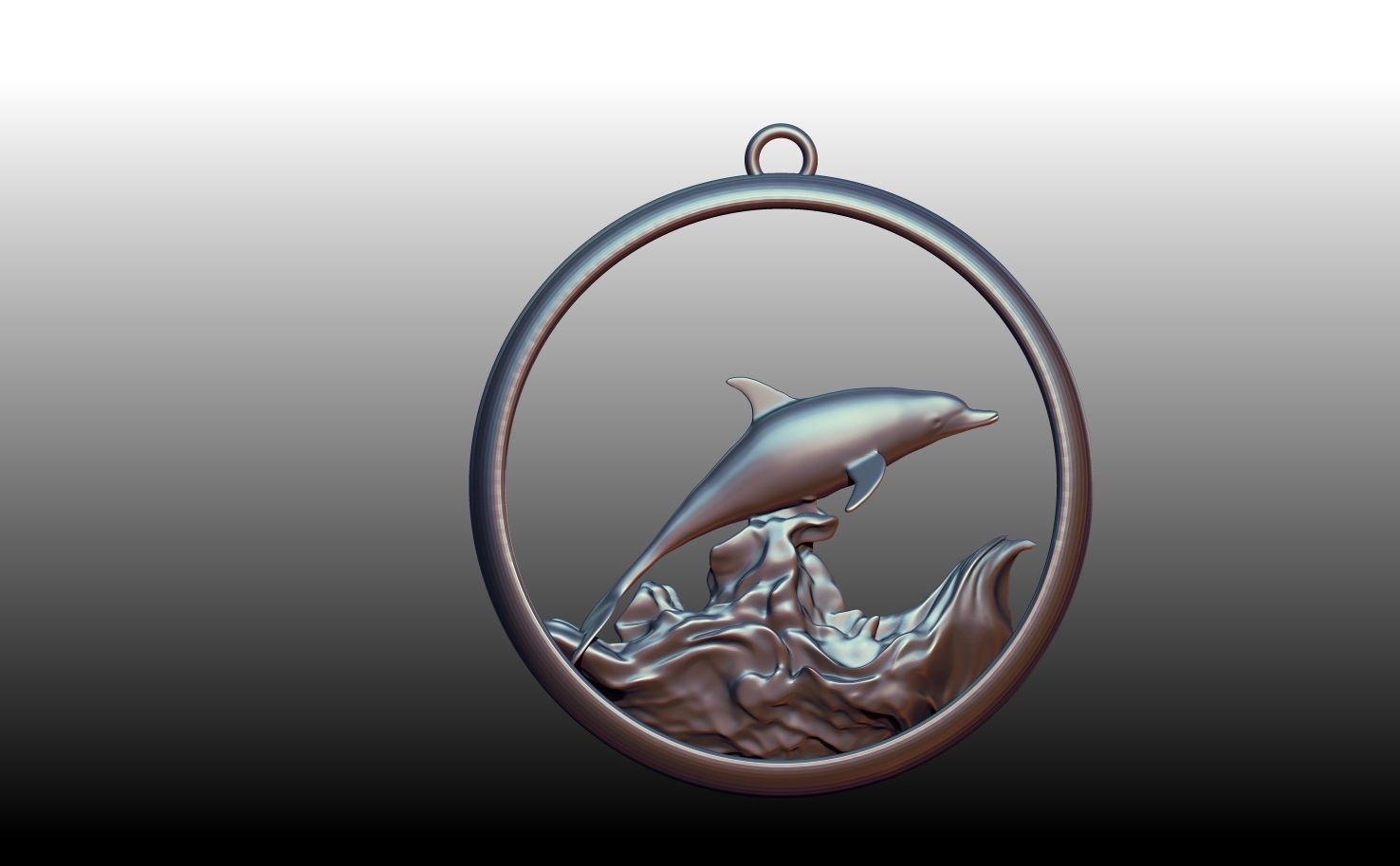 Dolphin medal necklace 3D print model_8