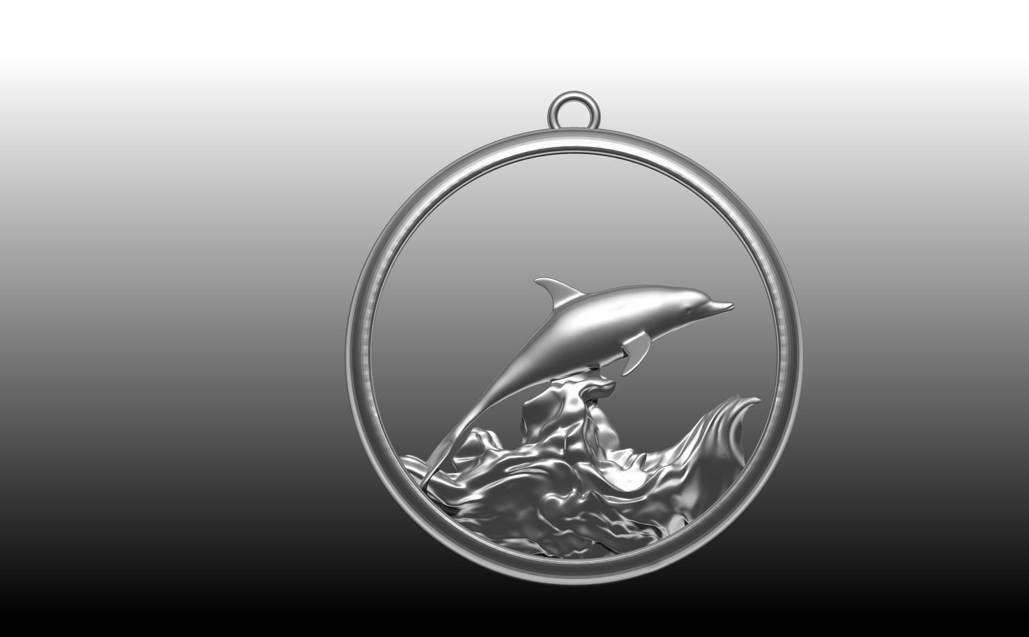 Dolphin medal necklace 3D print model_6
