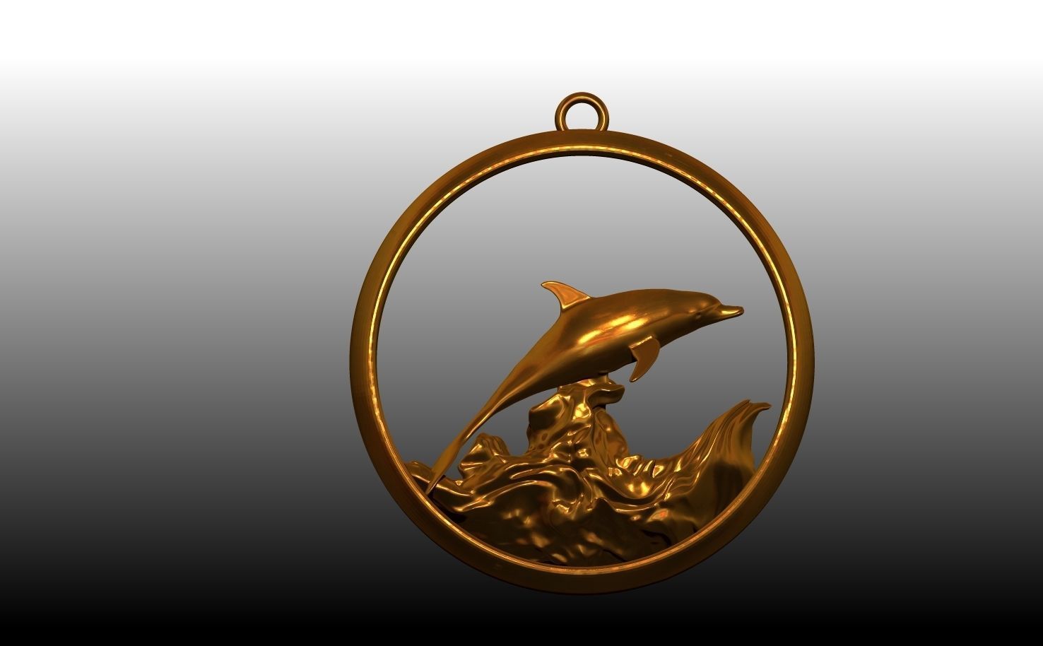 Dolphin medal necklace 3D print model_1
