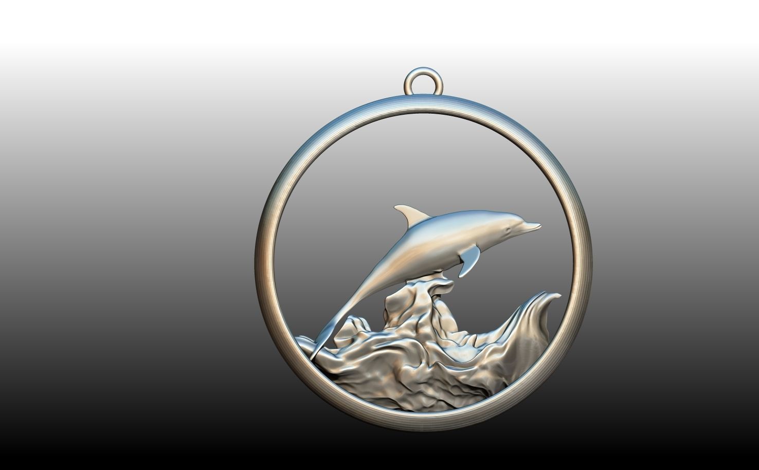 Dolphin medal necklace 3D print model_3