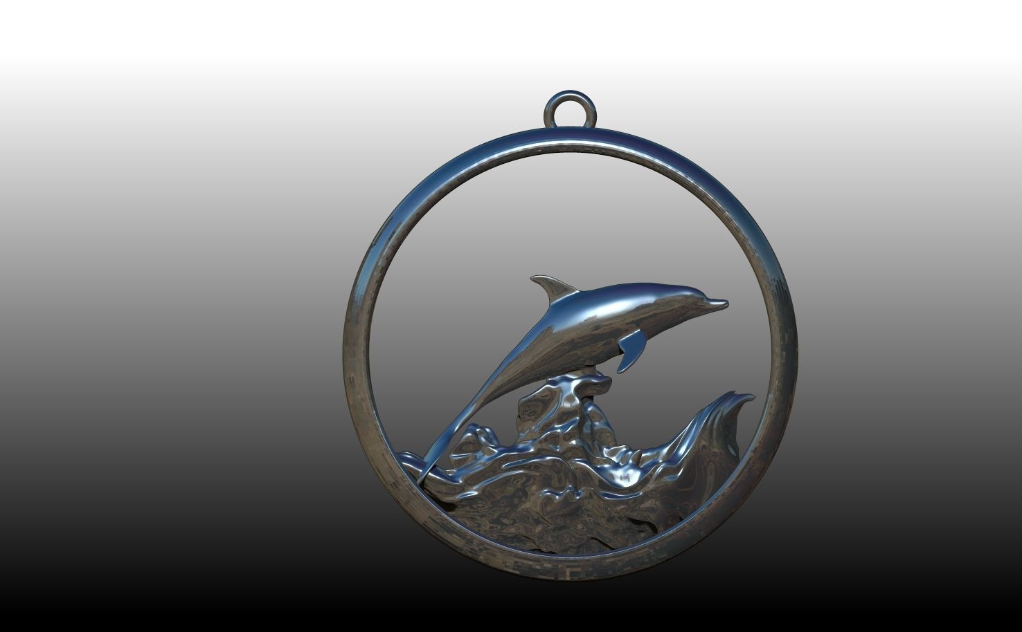 Dolphin medal necklace 3D print model_7