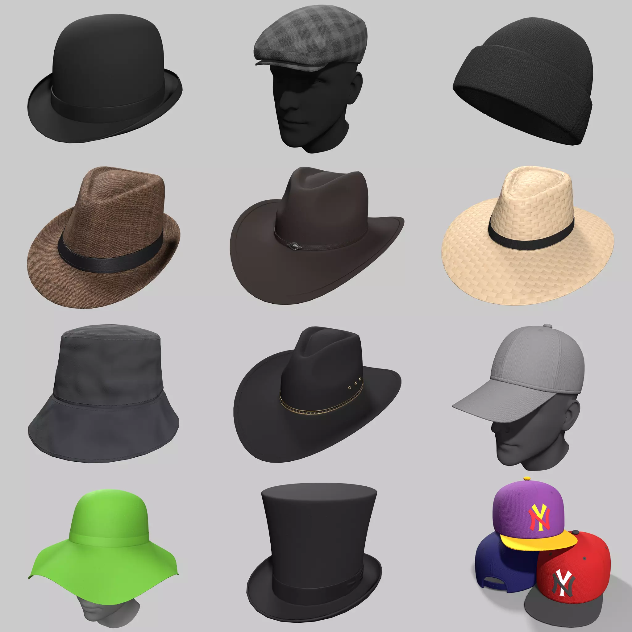 Hats Pack Collection Realistic Gameready _0