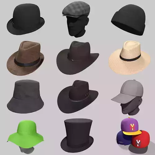 Hats Pack Collection Realistic Gameready  
