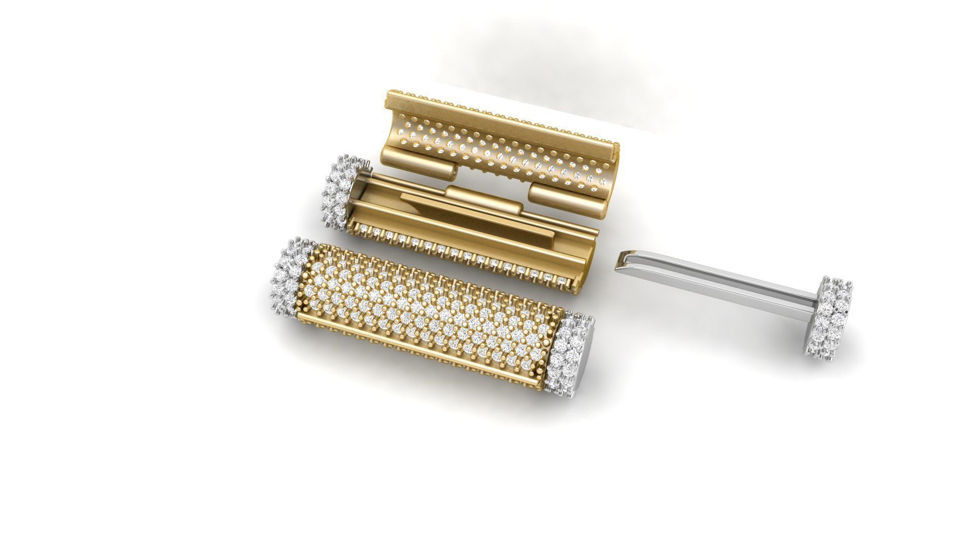 5 mm x 25mm  Round Flip Diamond Lock Box for Chain and Necklace 3D print model_9