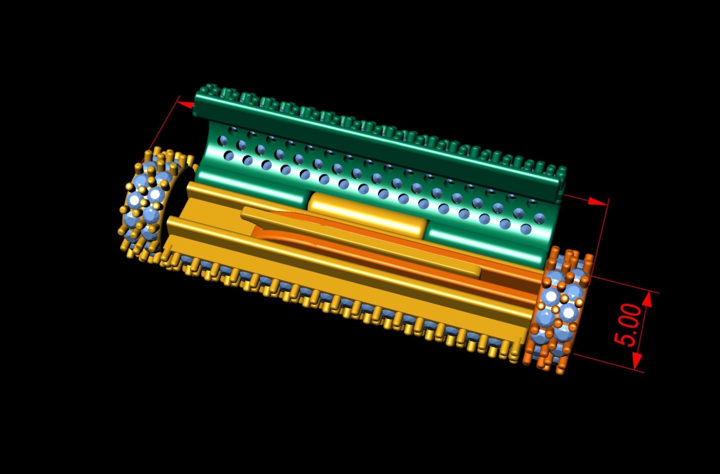 5 mm x 25mm  Round Flip Diamond Lock Box for Chain and Necklace 3D print model_6