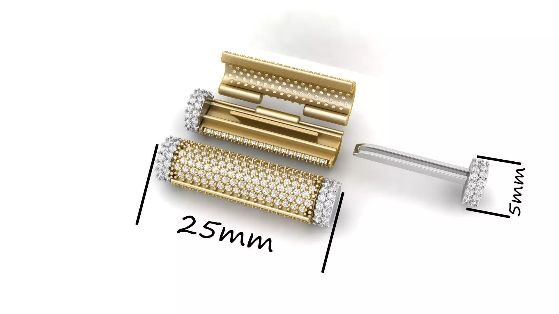 5 mm x 25mm  Round Flip Diamond Lock Box for Chain and Necklace 3D print model_0