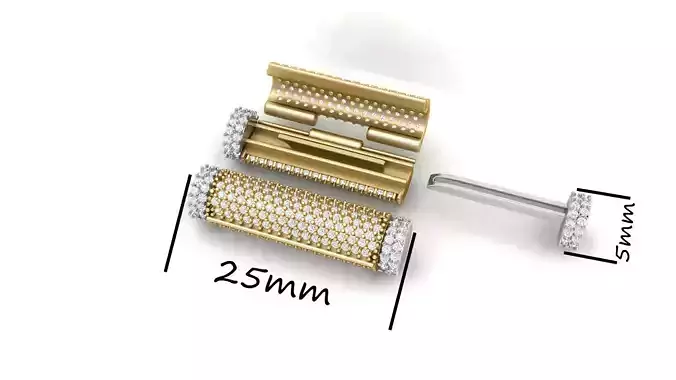 5 mm x 25mm  Round Flip Diamond Lock Box for Chain and Necklace 3D print model