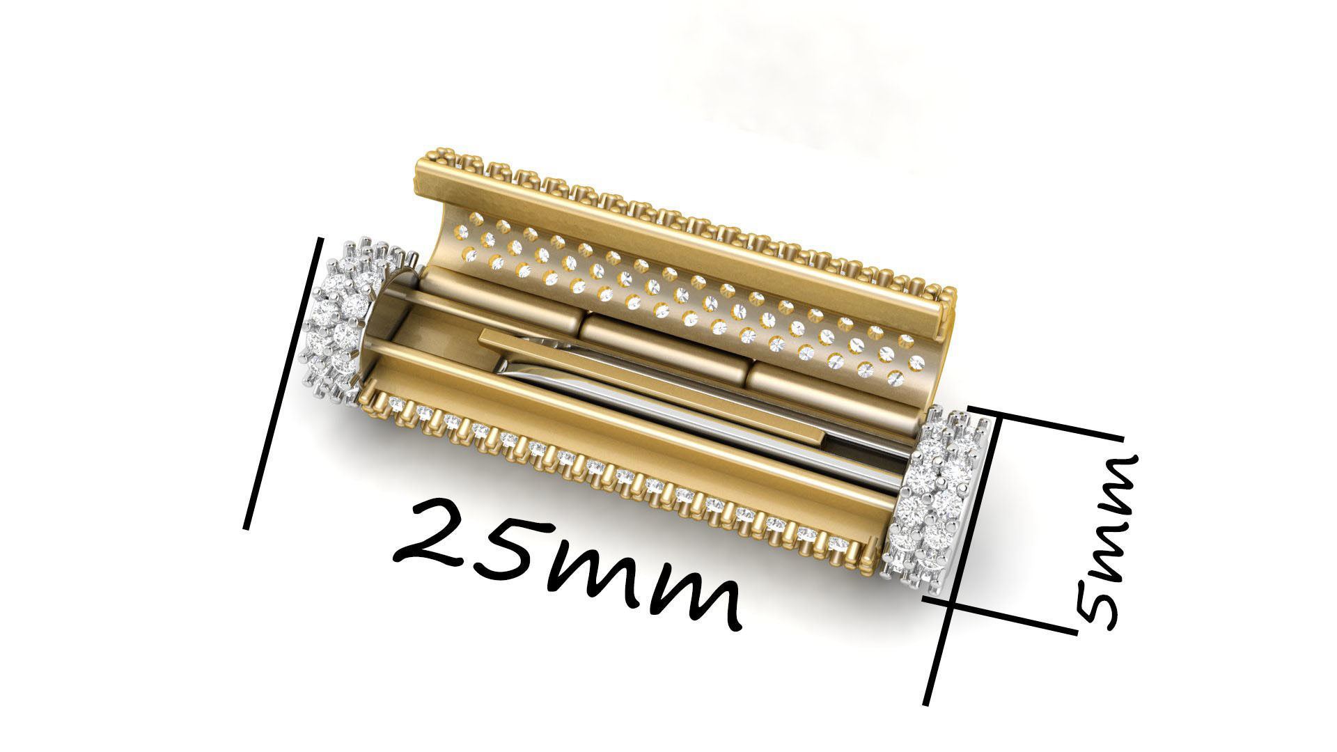 5 mm x 25mm  Round Flip Diamond Lock Box for Chain and Necklace 3D print model_1