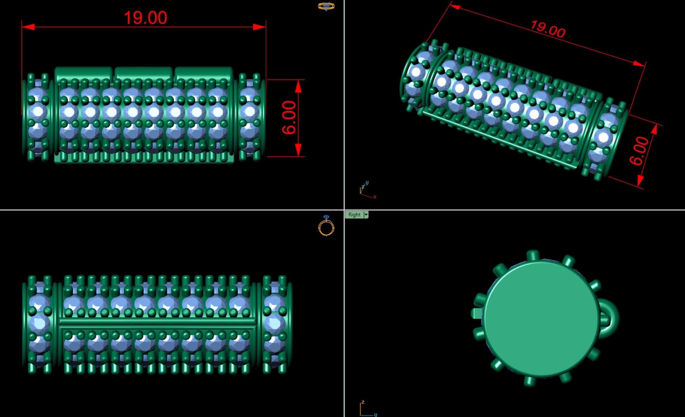 6 mm x 19 mm  Round Flip Diamond Lock Box for Chain and Necklace 3D print model_11