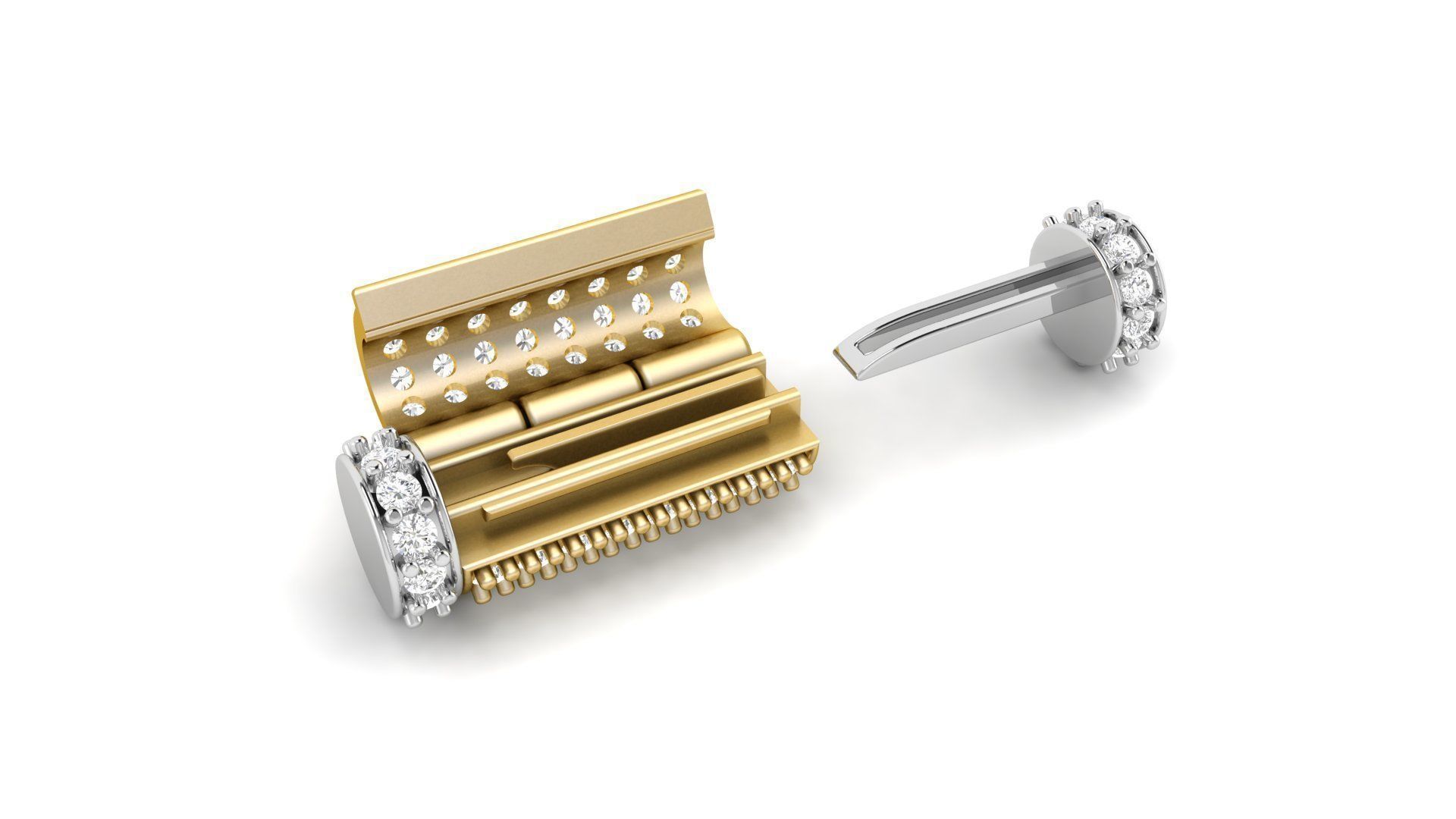 6 mm x 19 mm  Round Flip Diamond Lock Box for Chain and Necklace 3D print model_10