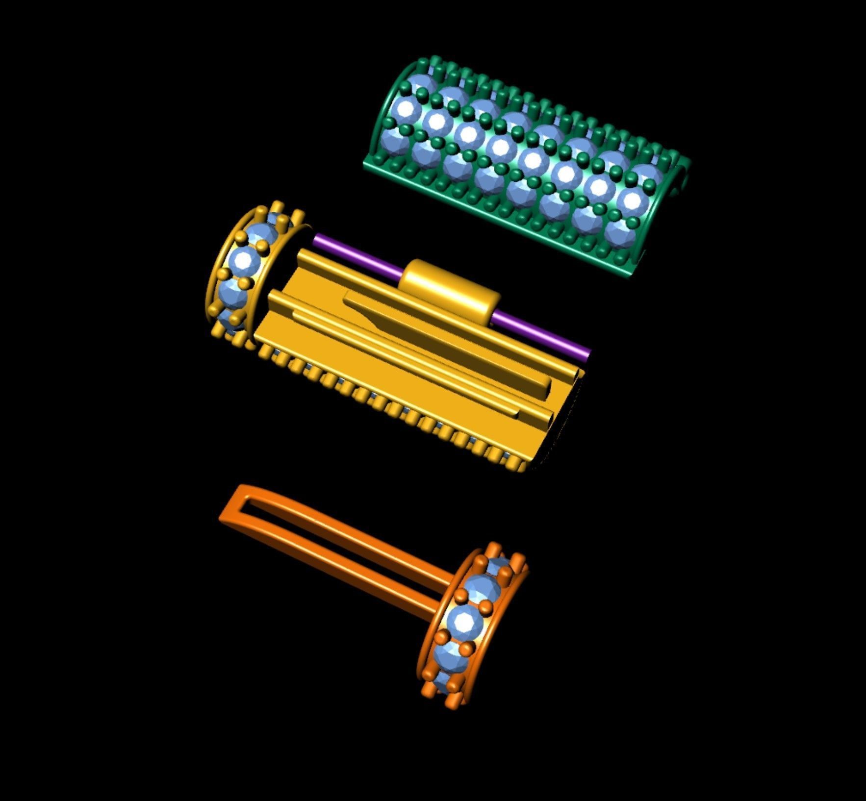 6 mm x 19 mm  Round Flip Diamond Lock Box for Chain and Necklace 3D print model_5