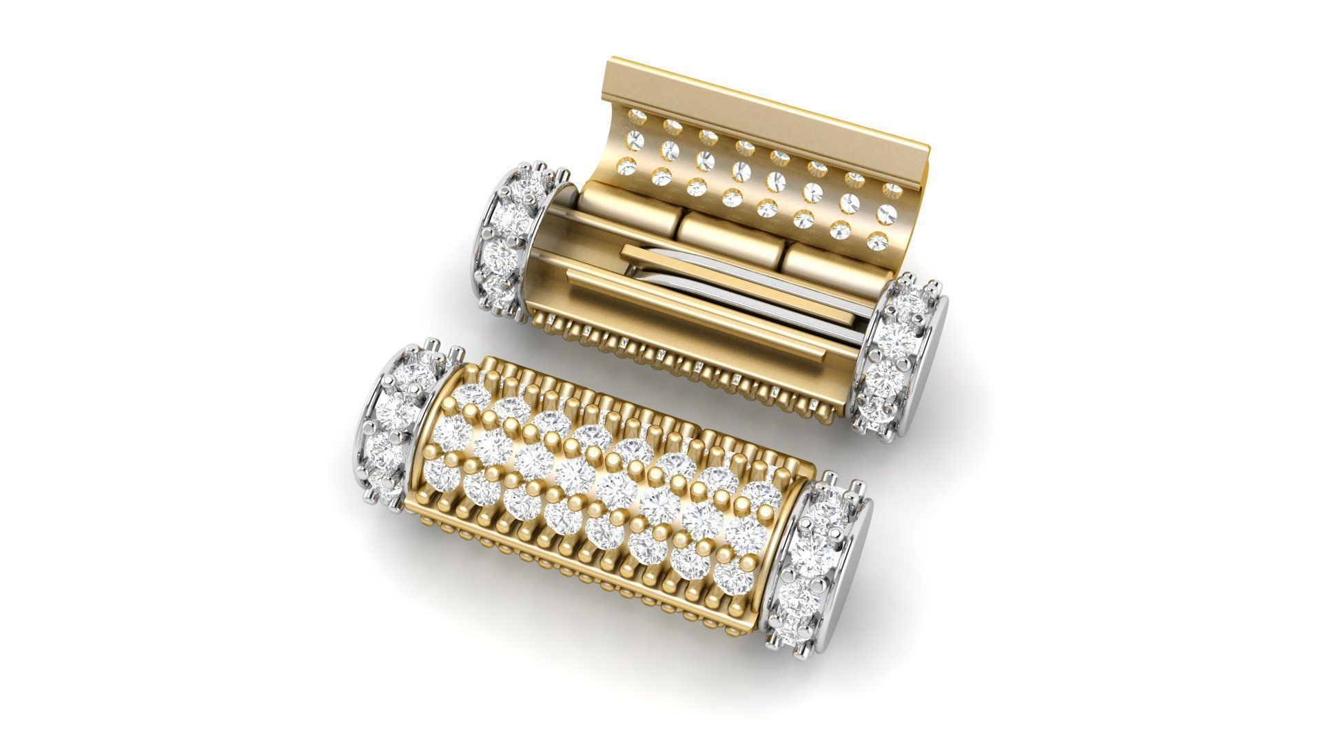 6 mm x 19 mm  Round Flip Diamond Lock Box for Chain and Necklace 3D print model_9