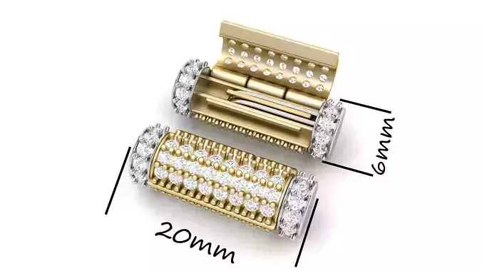 6 mm x 19 mm  Round Flip Diamond Lock Box for Chain and Necklace 3D print model