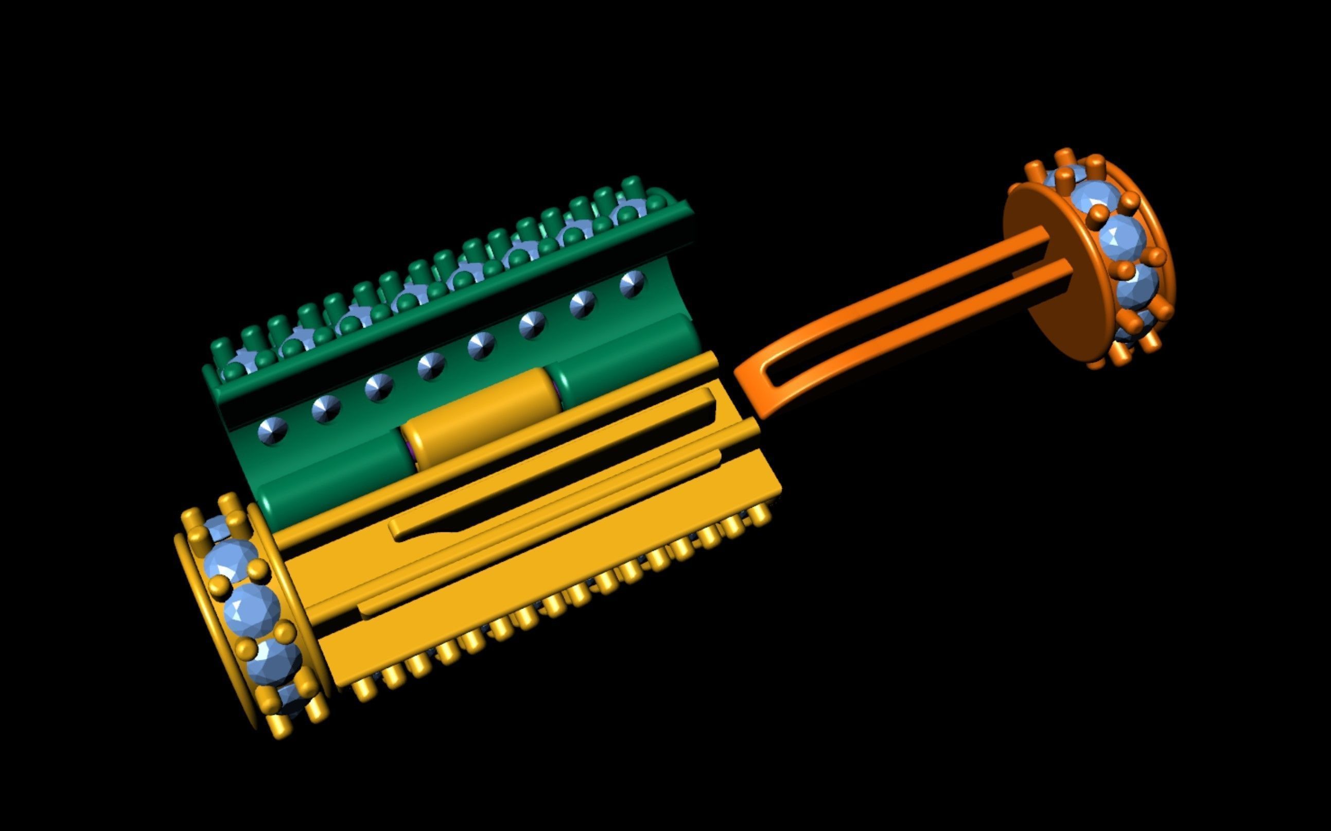 6 mm x 19 mm  Round Flip Diamond Lock Box for Chain and Necklace 3D print model_7