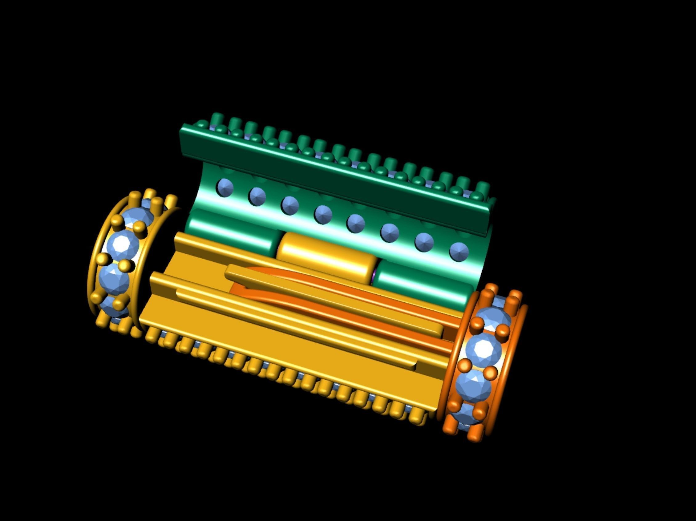 6 mm x 19 mm  Round Flip Diamond Lock Box for Chain and Necklace 3D print model_6