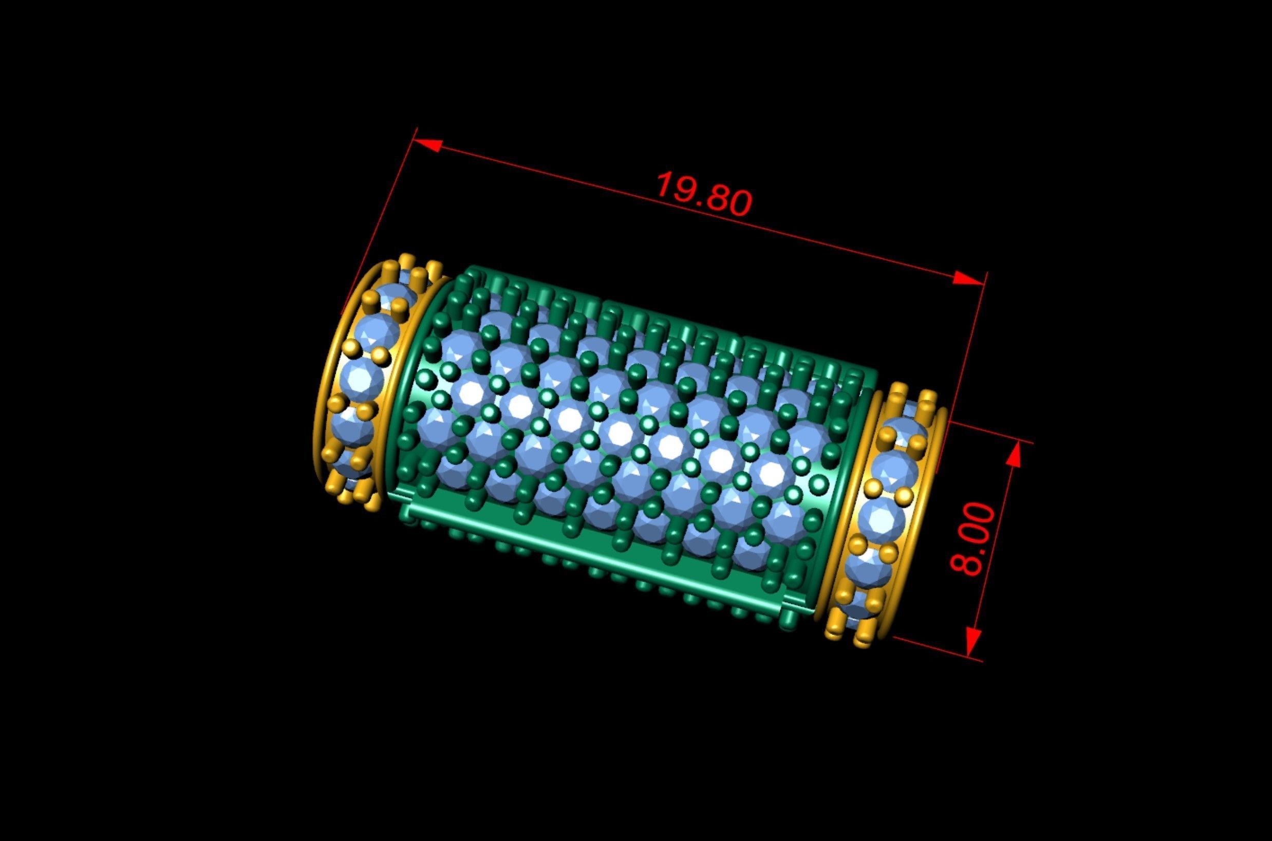 8 mm x 20 mm  Round Flip Diamond Lock Box for Chain and Necklace 3D print model_8