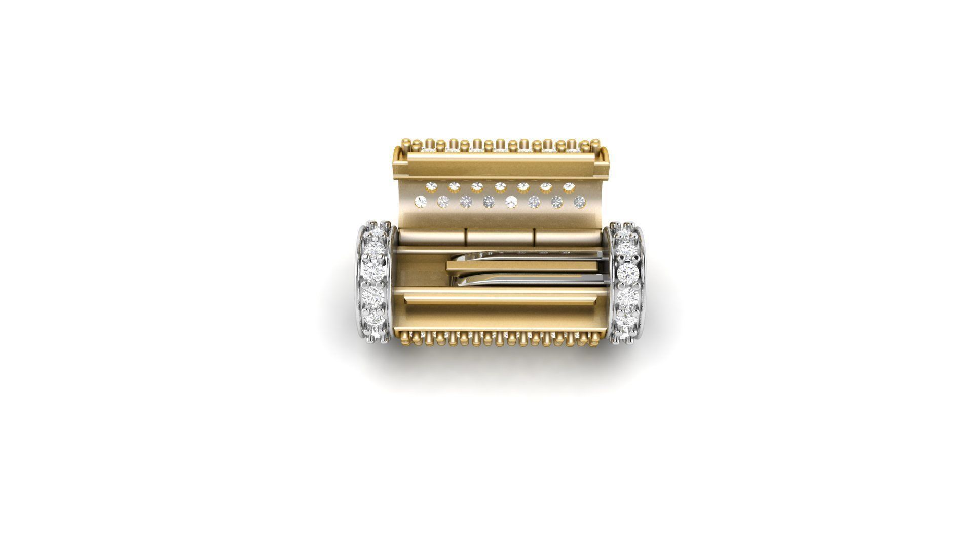 8 mm x 20 mm  Round Flip Diamond Lock Box for Chain and Necklace 3D print model_7