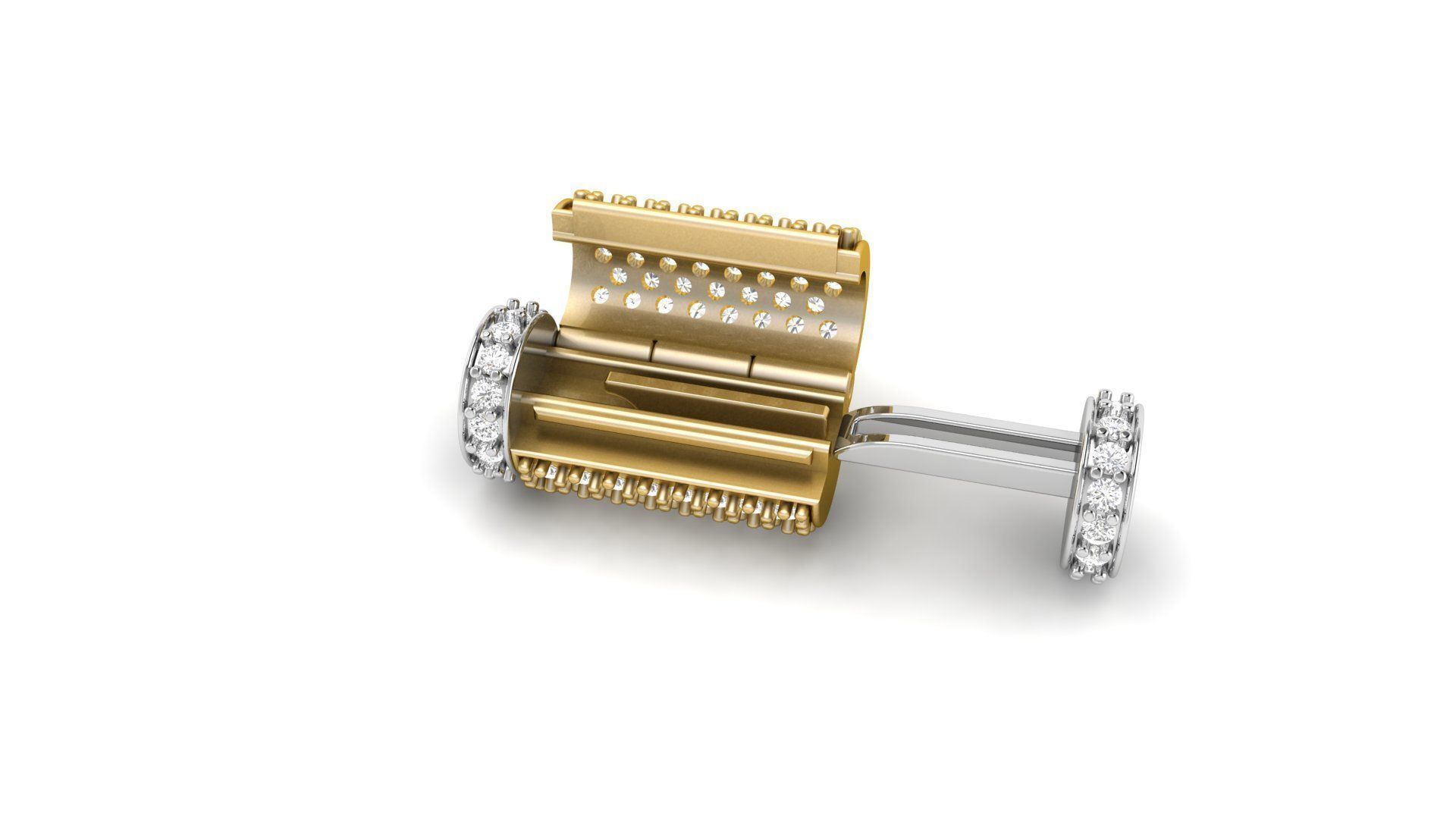 8 mm x 20 mm  Round Flip Diamond Lock Box for Chain and Necklace 3D print model_6