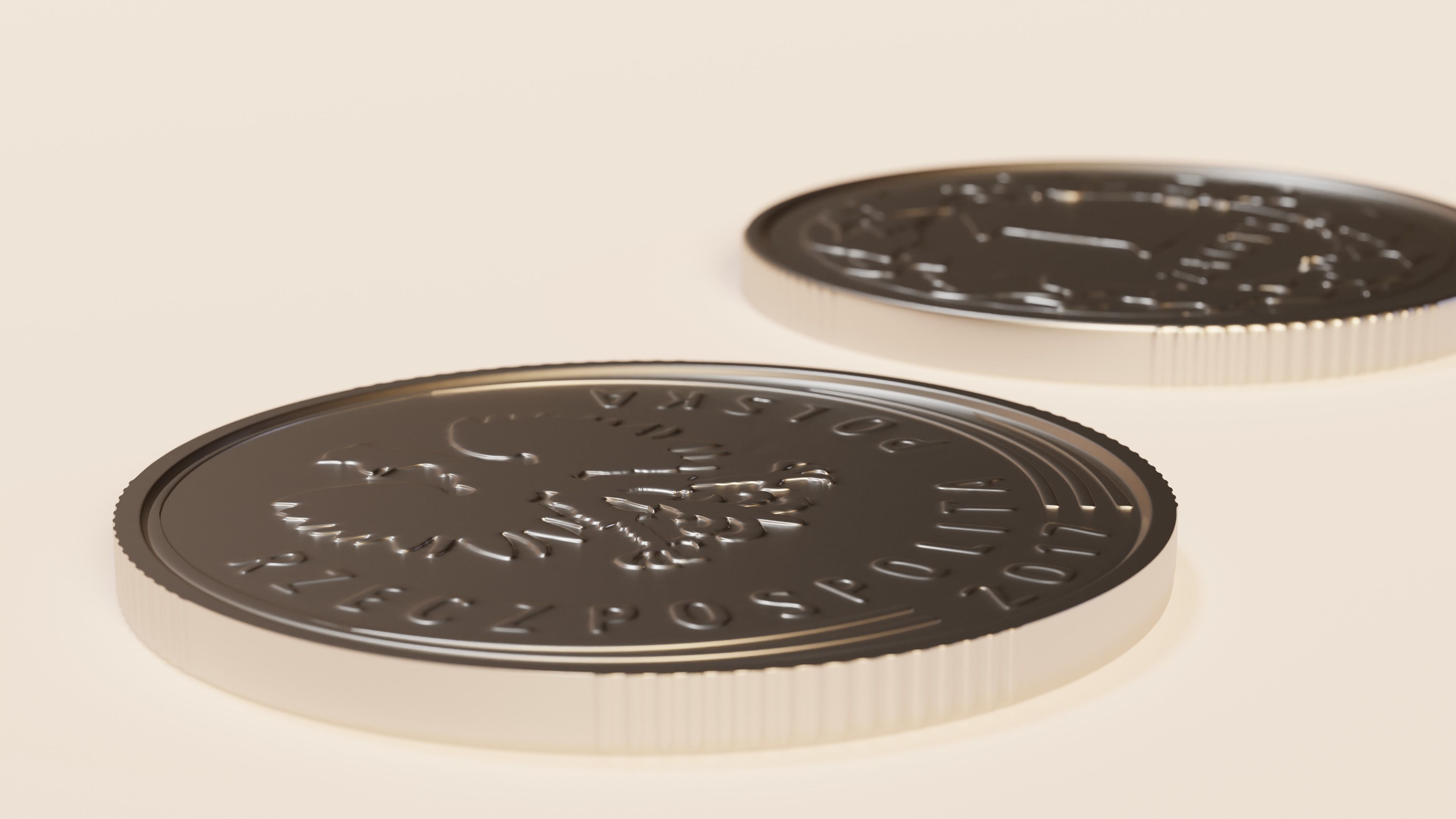Polish coin - 1 PLN 3D model_2