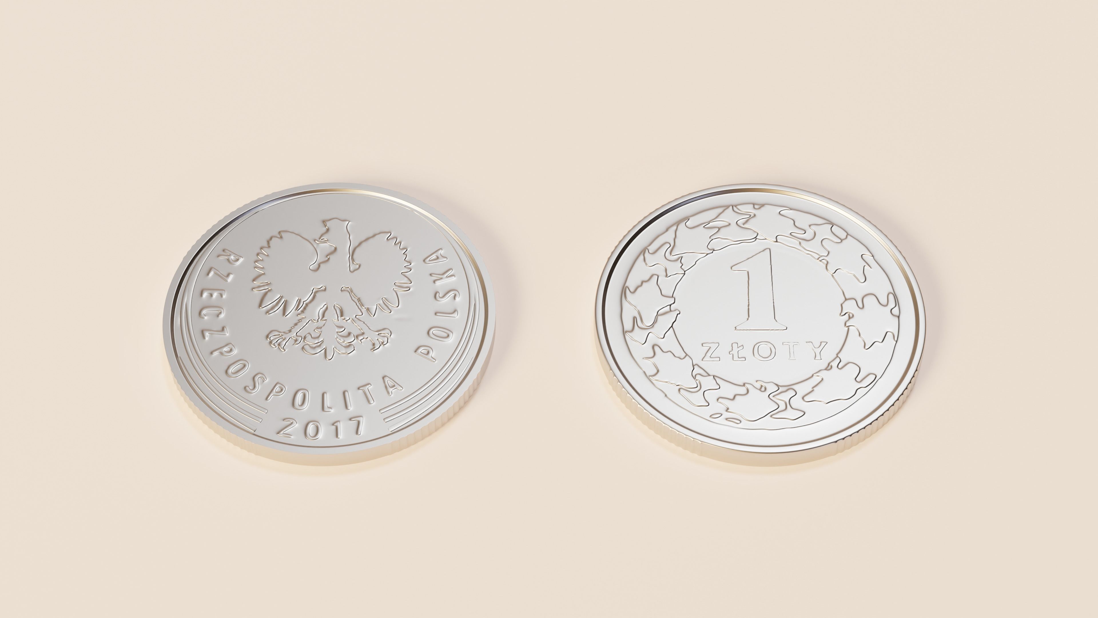 Polish coin - 1 PLN 3D model_3