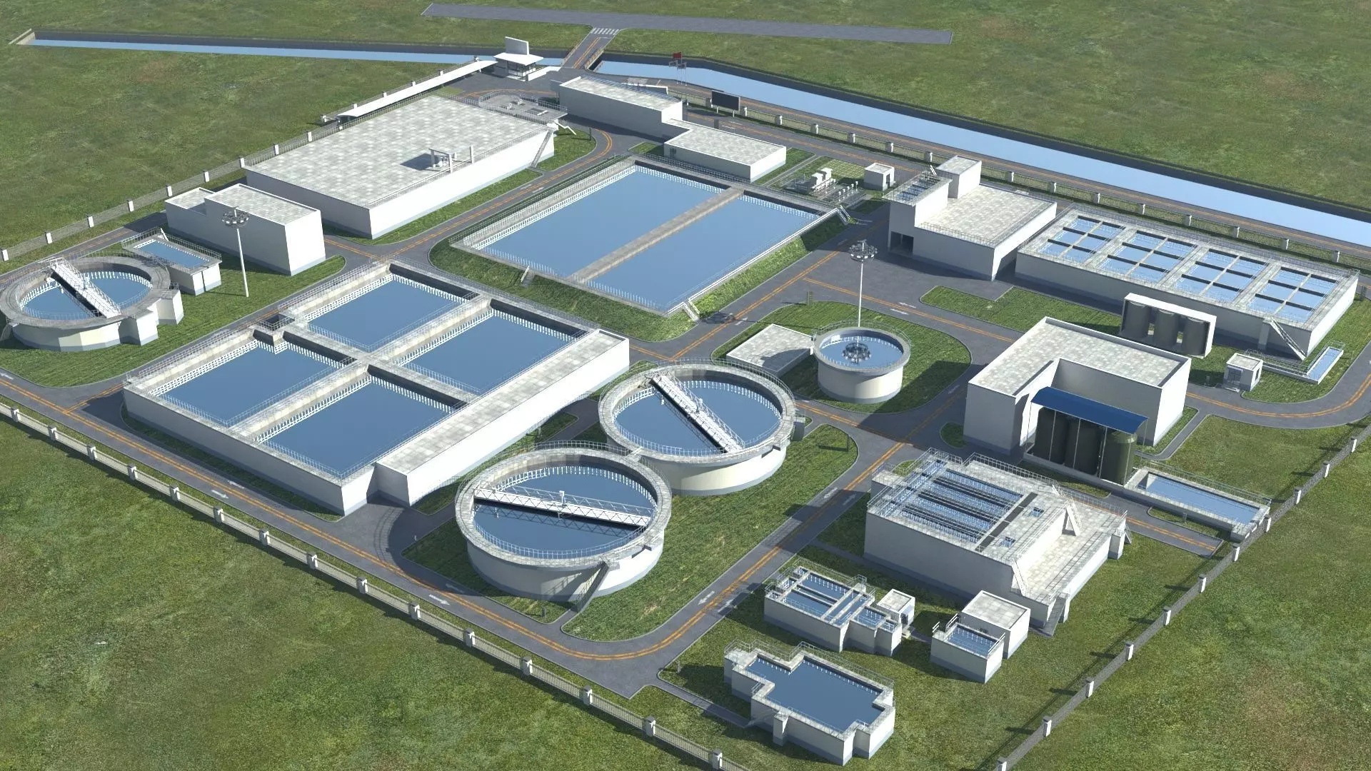 Sewage Water Treatment Station 3D model_0