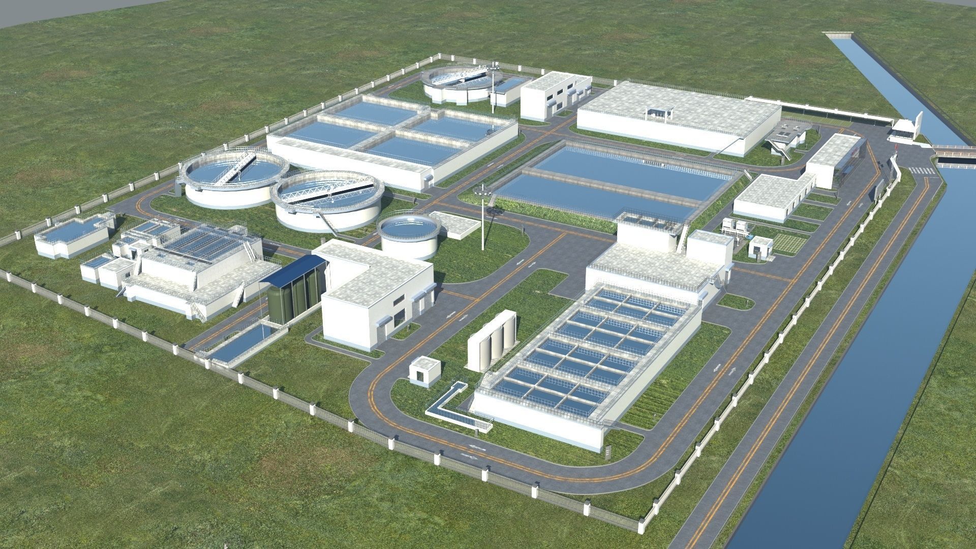Sewage Water Treatment Station 3D model_2