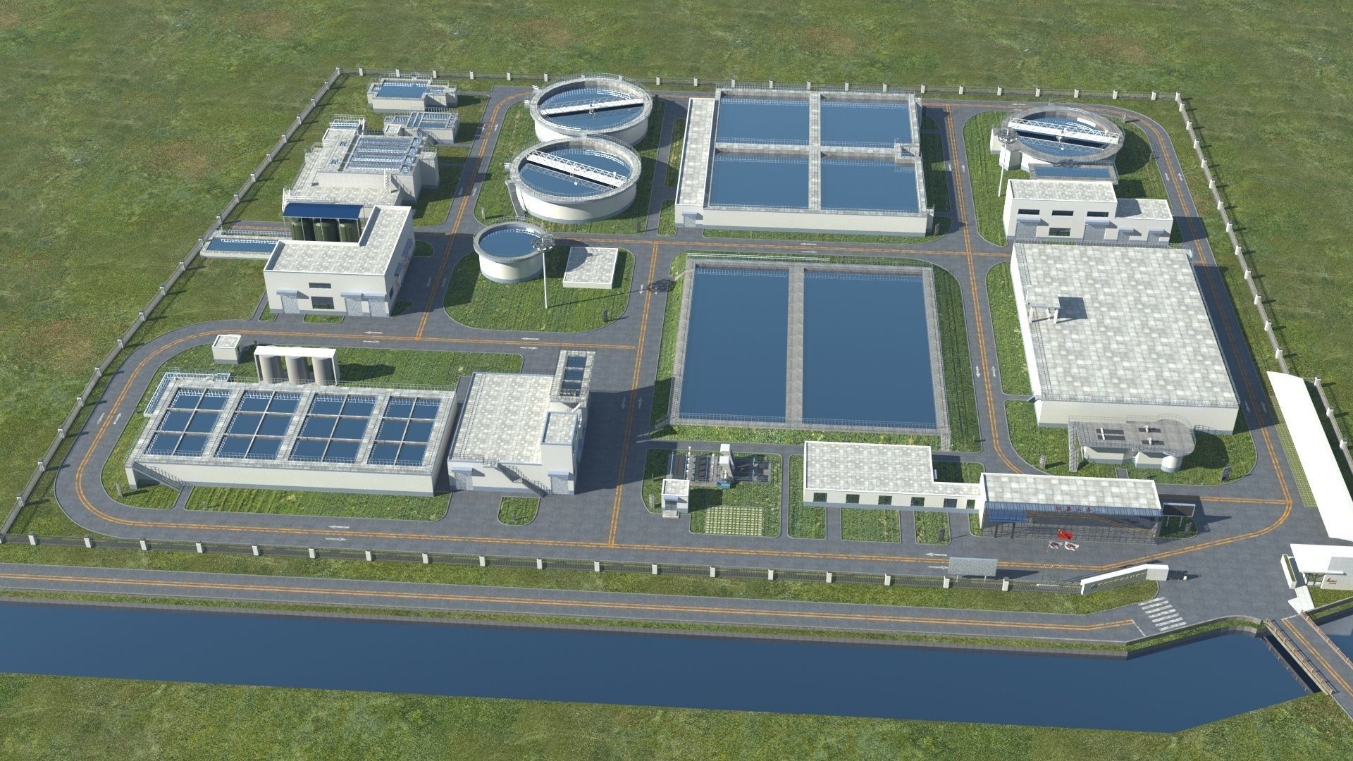 Sewage Water Treatment Station 3D model_1