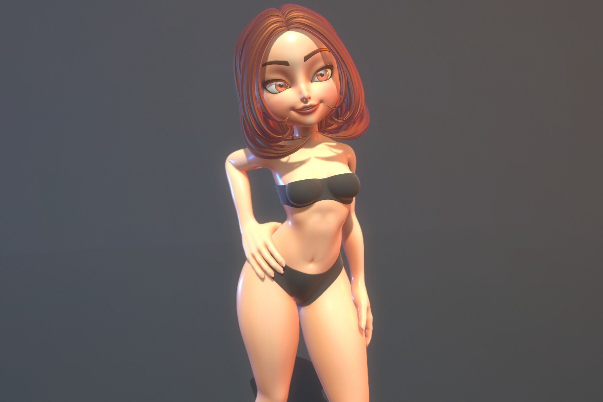 Female Cartoon Fully Rigged 3D Character 3D model_10