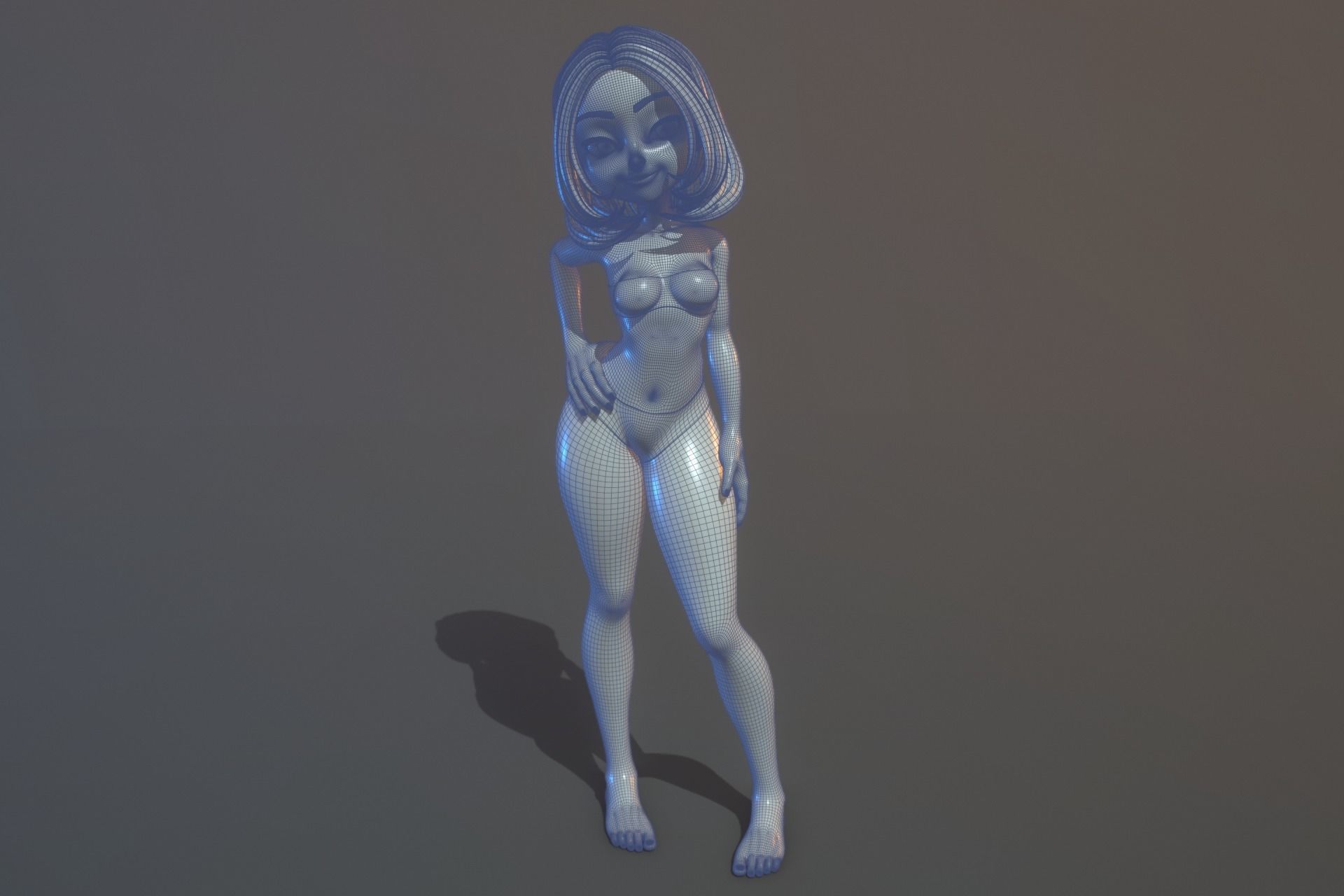 Female Cartoon Fully Rigged 3D Character 3D model_4