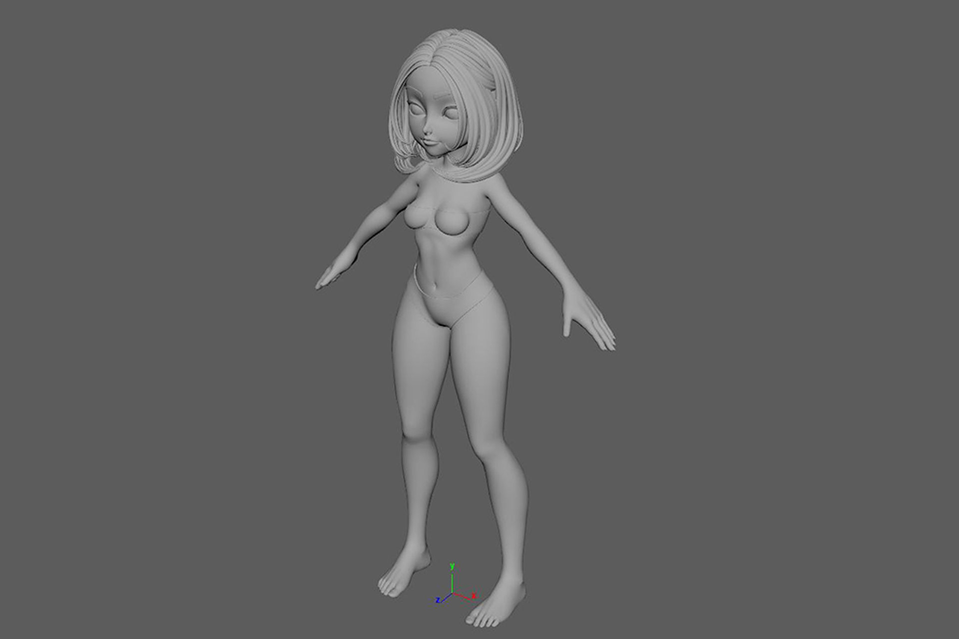 Female Cartoon Fully Rigged 3D Character 3D model_16