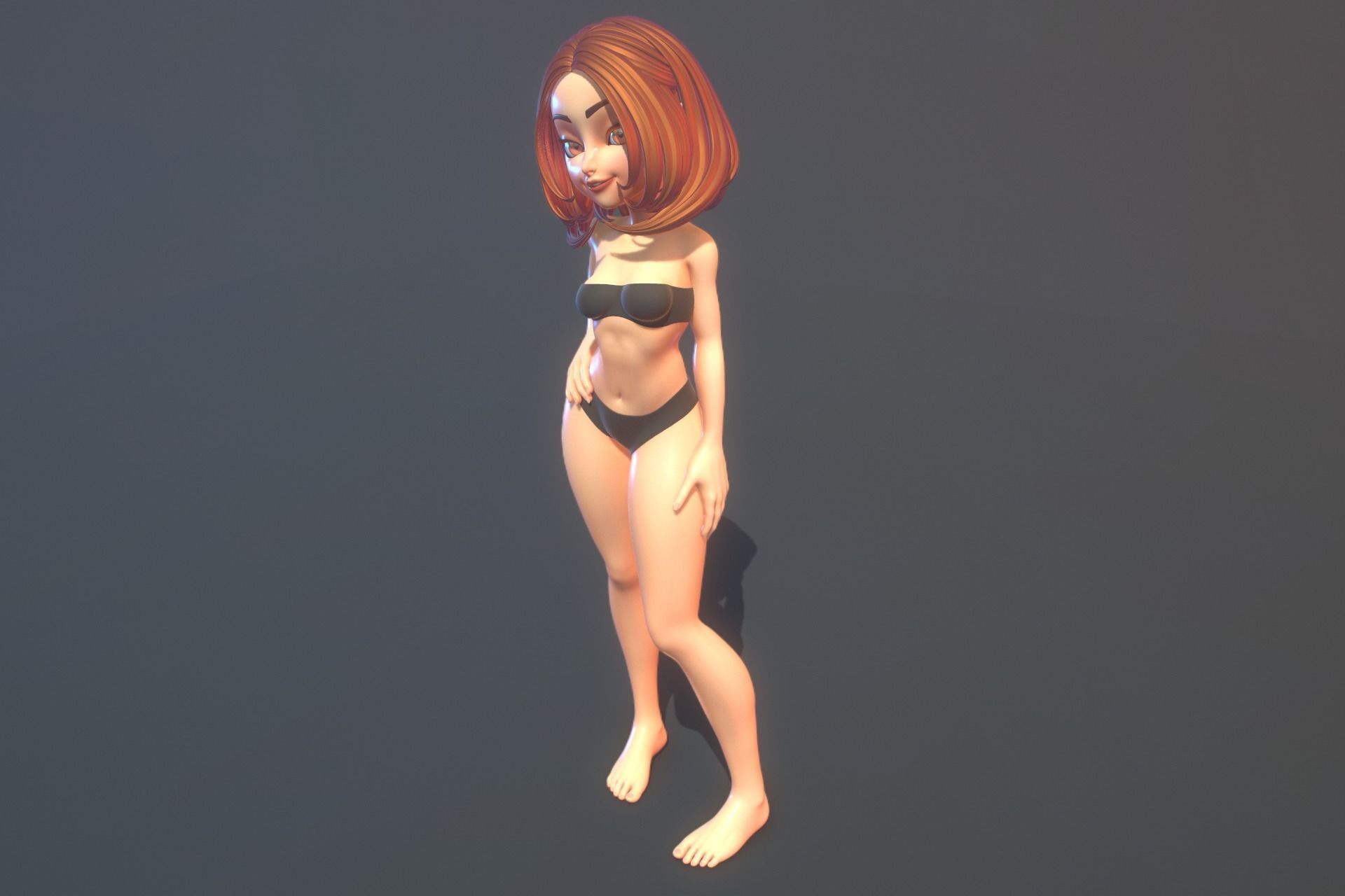 Female Cartoon Fully Rigged 3D Character 3D model_7