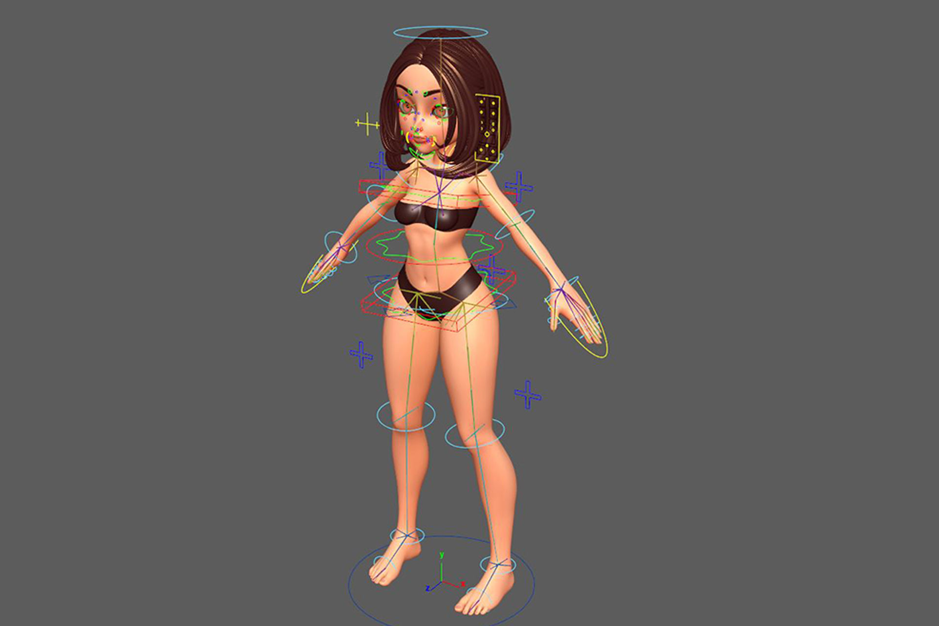 Female Cartoon Fully Rigged 3D Character 3D model_14
