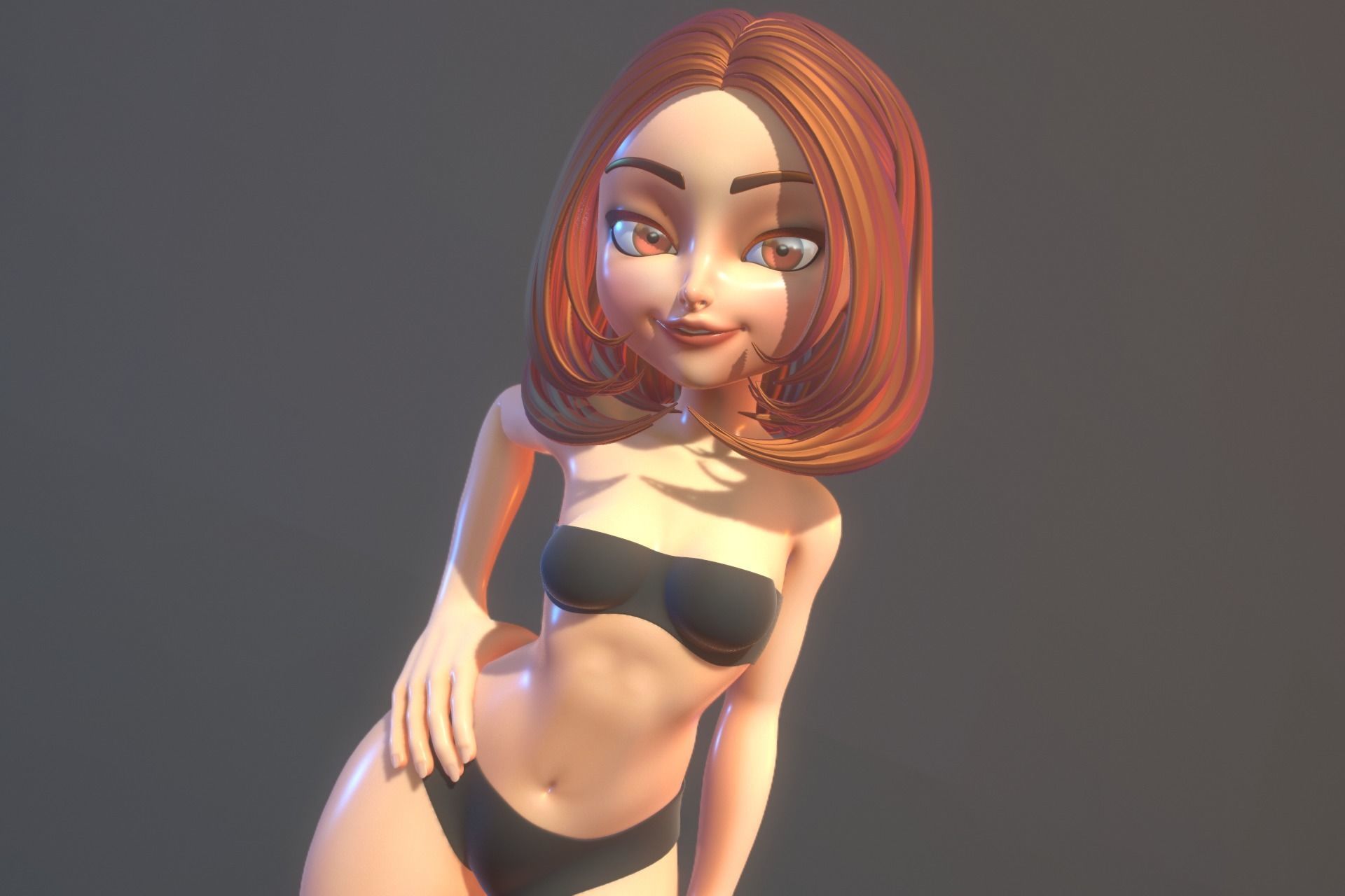Female Cartoon Fully Rigged 3D Character 3D model_5