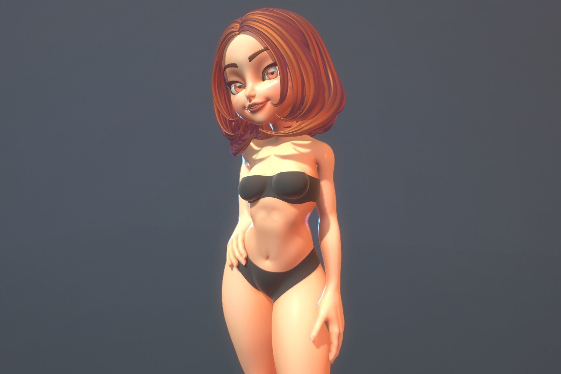 Female Cartoon Fully Rigged 3D Character 3D model_11