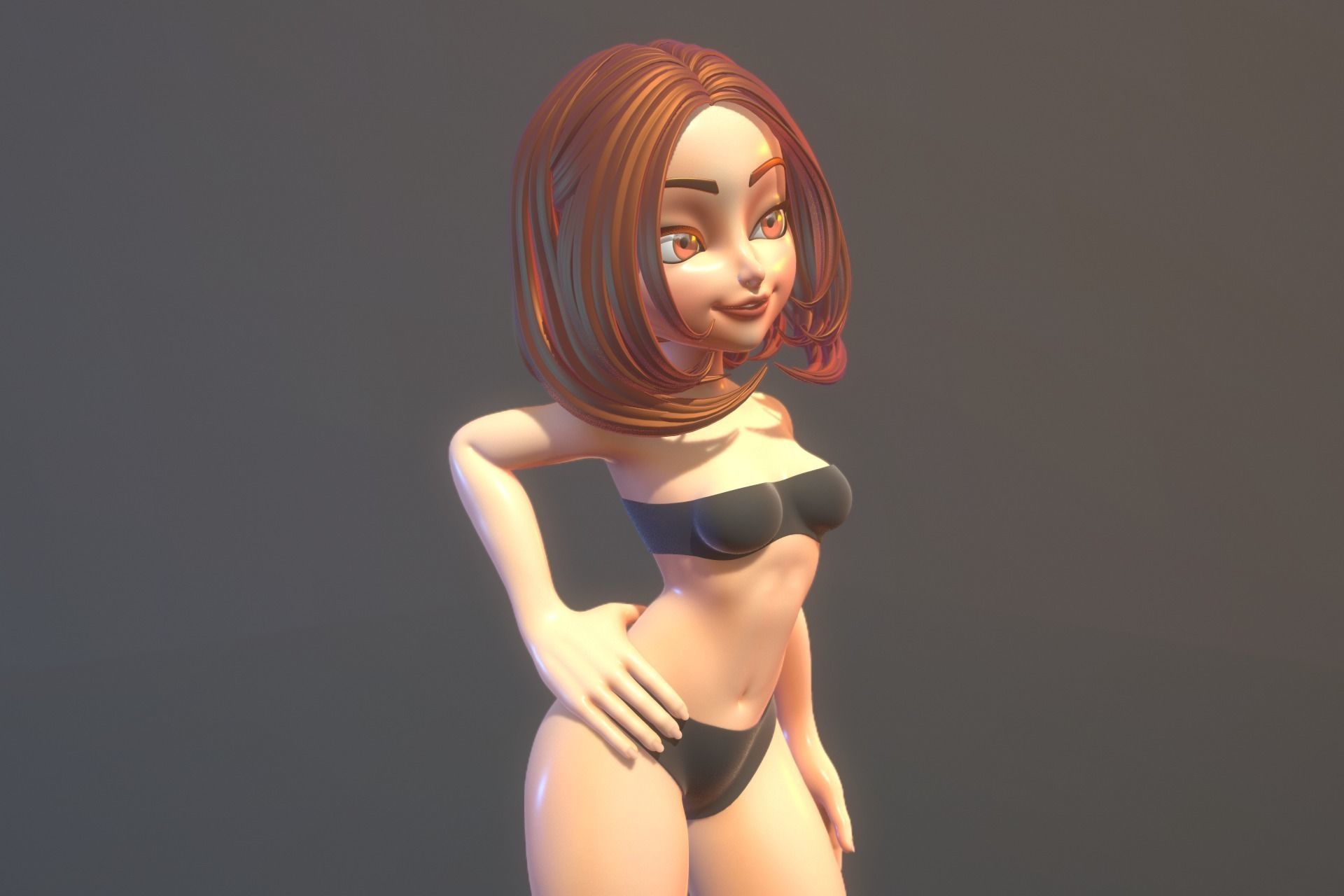 Female Cartoon Fully Rigged 3D Character 3D model_12