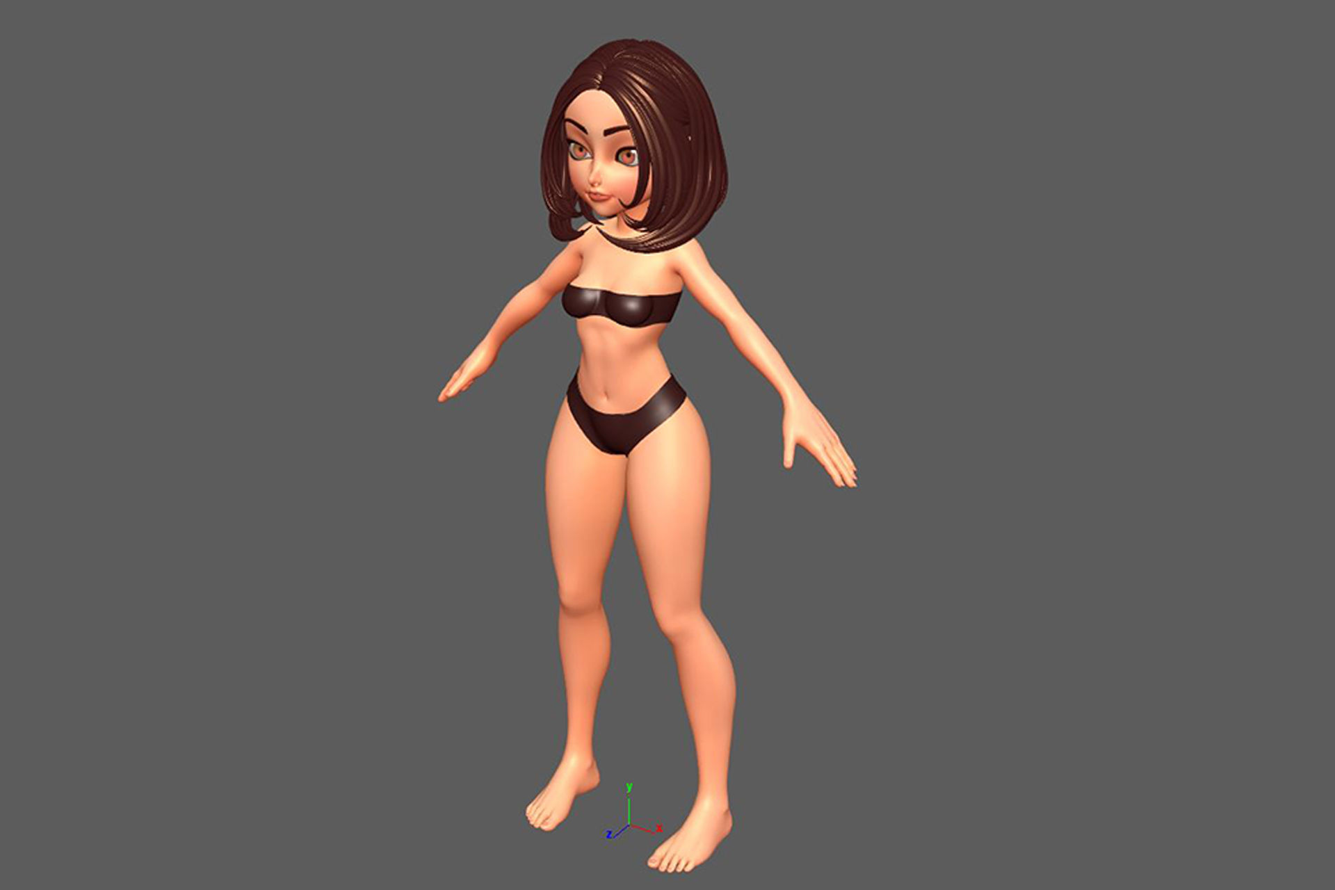 Female Cartoon Fully Rigged 3D Character 3D model_15