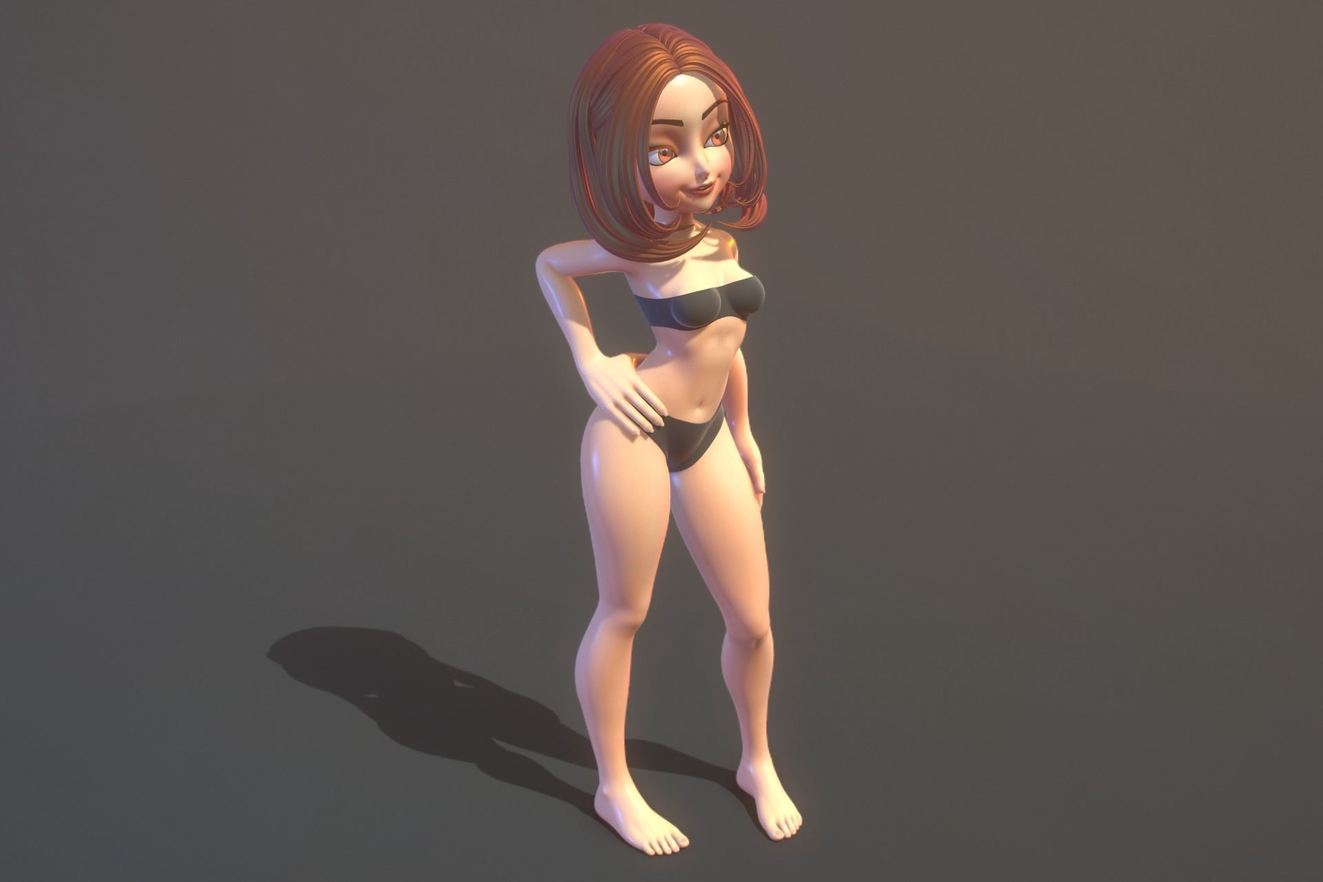 Female Cartoon Fully Rigged 3D Character 3D model_6