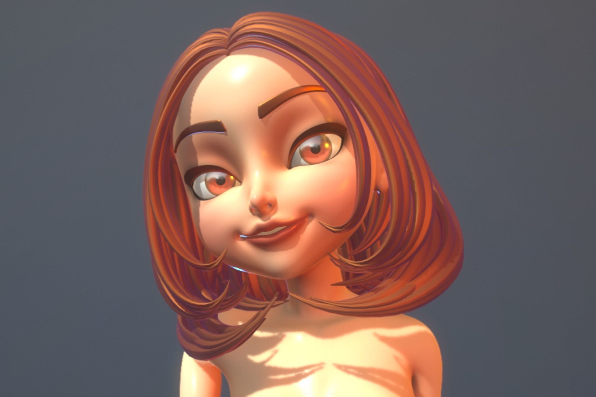 Female Cartoon Fully Rigged 3D Character 3D model_13
