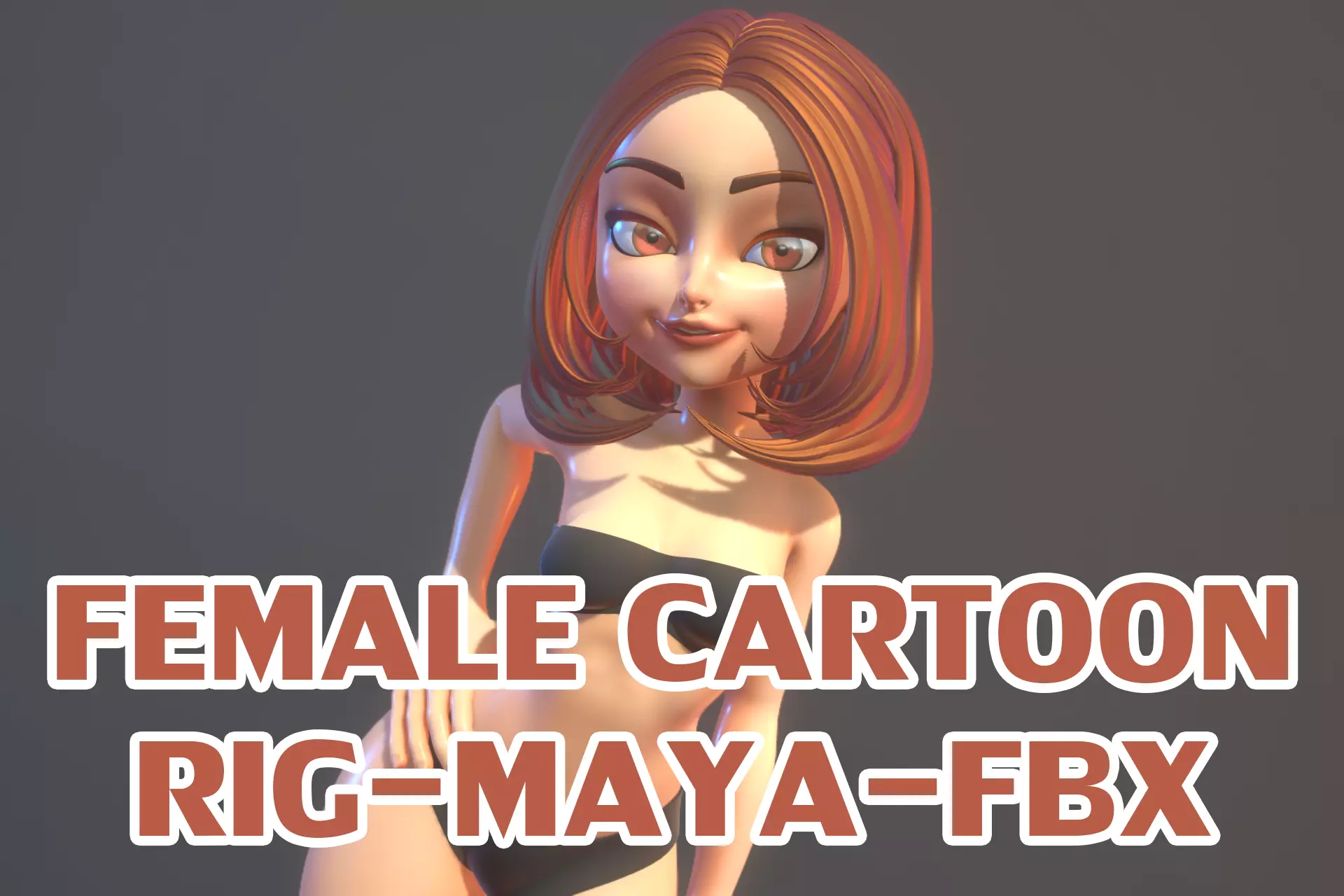 Female Cartoon Fully Rigged 3D Character 3D model_0