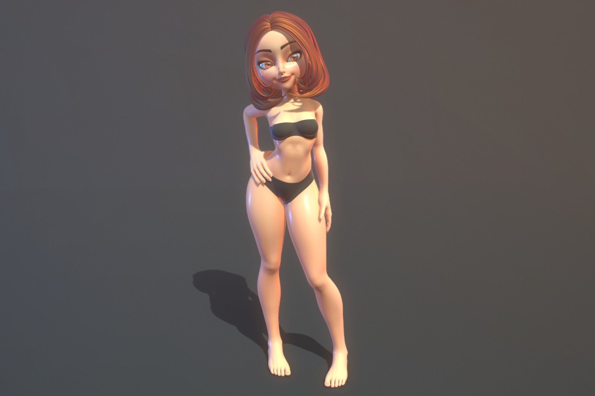 Female Cartoon Fully Rigged 3D Character 3D model_3