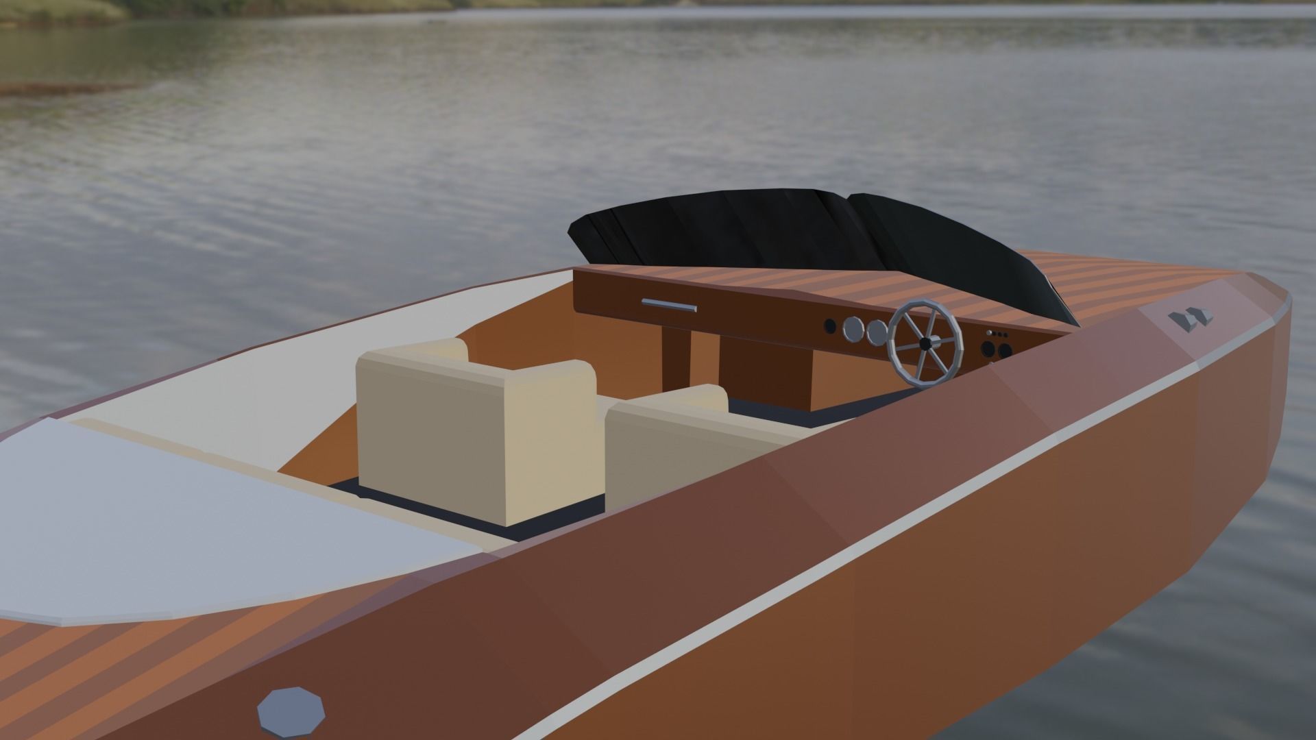 Low Poly Speed Boats Low-poly 3D model_6
