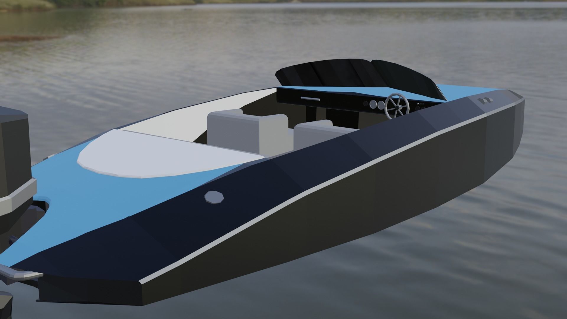Low Poly Speed Boats Low-poly 3D model_7