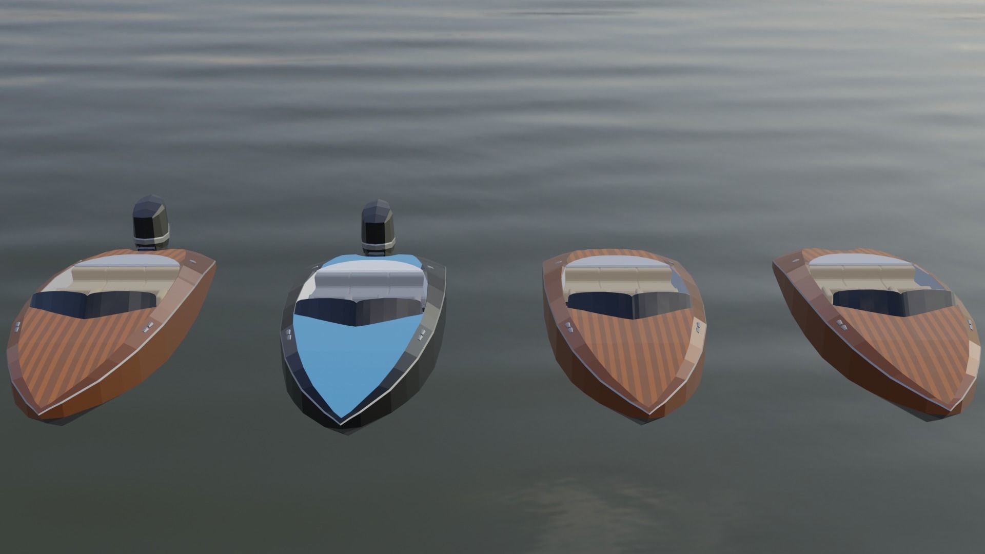 Low Poly Speed Boats Low-poly 3D model_4