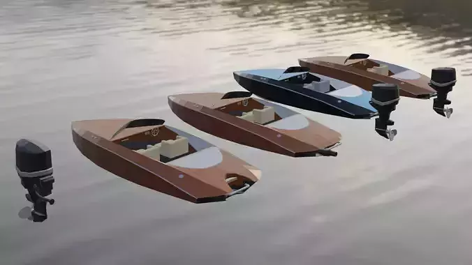 Low Poly Speed Boats Low-poly 3D model