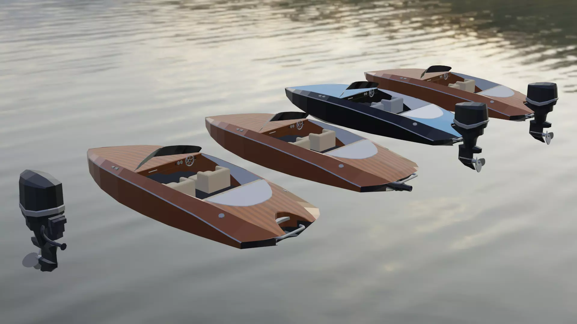 Low Poly Speed Boats Low-poly 3D model_0
