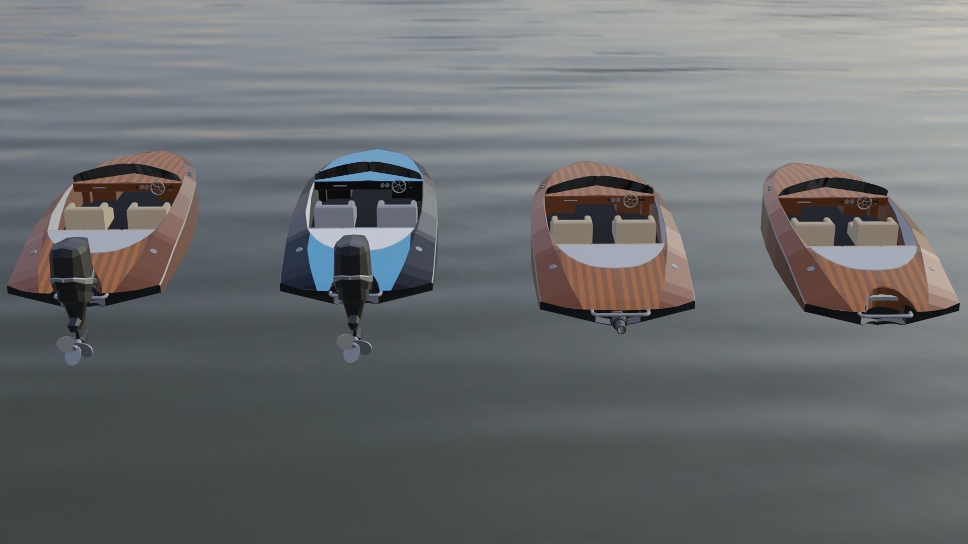 Low Poly Speed Boats Low-poly 3D model_3