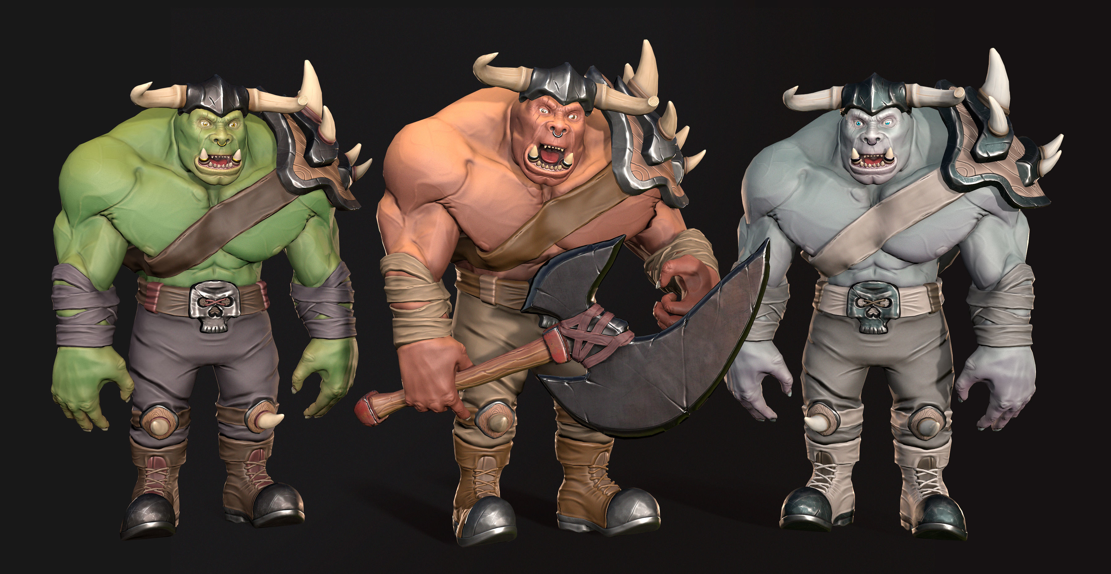 Fantasy Characters Pack Orc Ogre and Goblin 3D Model Collection_7